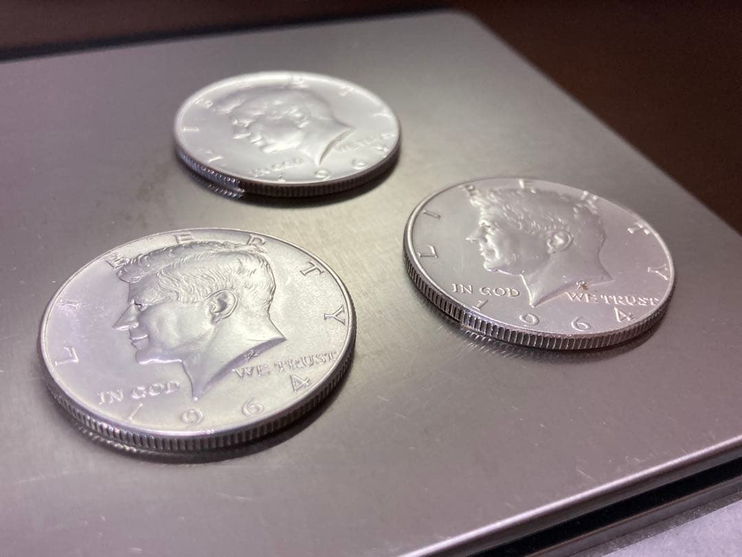 【アメリカ】ケネディハーフダラー銀貨3枚(1964年)［2］