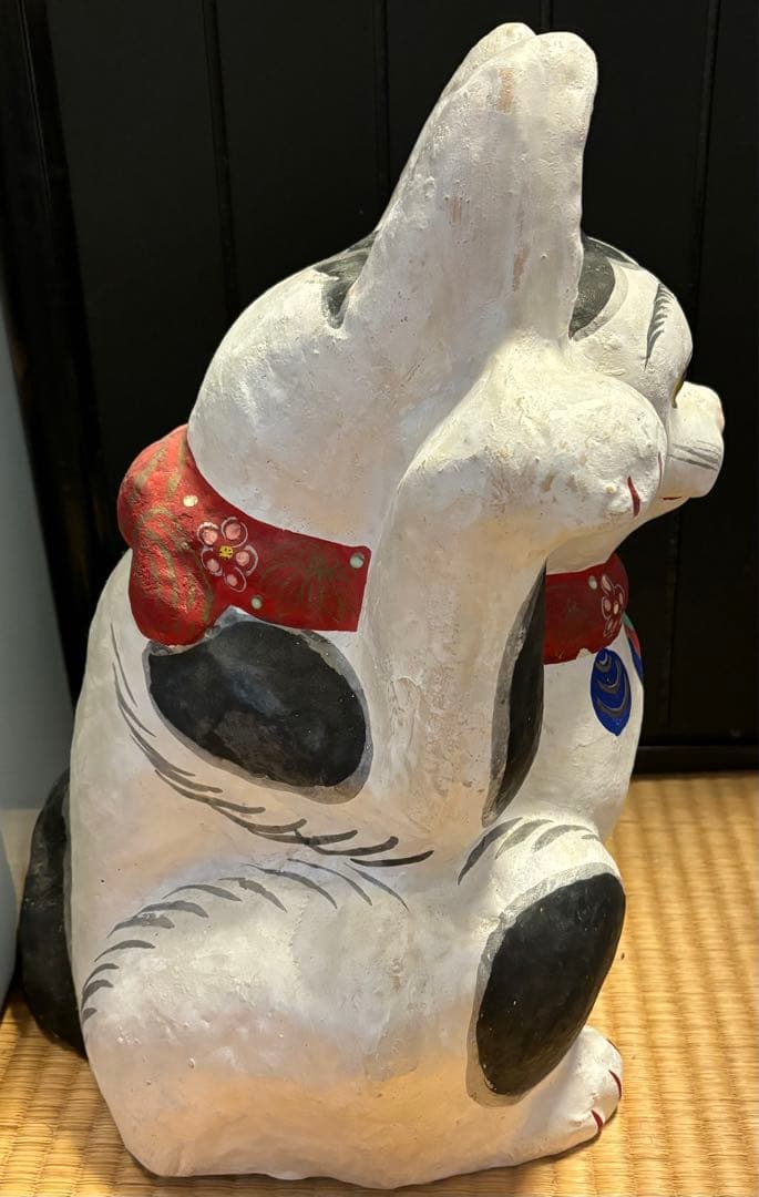 郷土玩具　招き猫(白)特大　まねきねこ　起人形　中島一夫