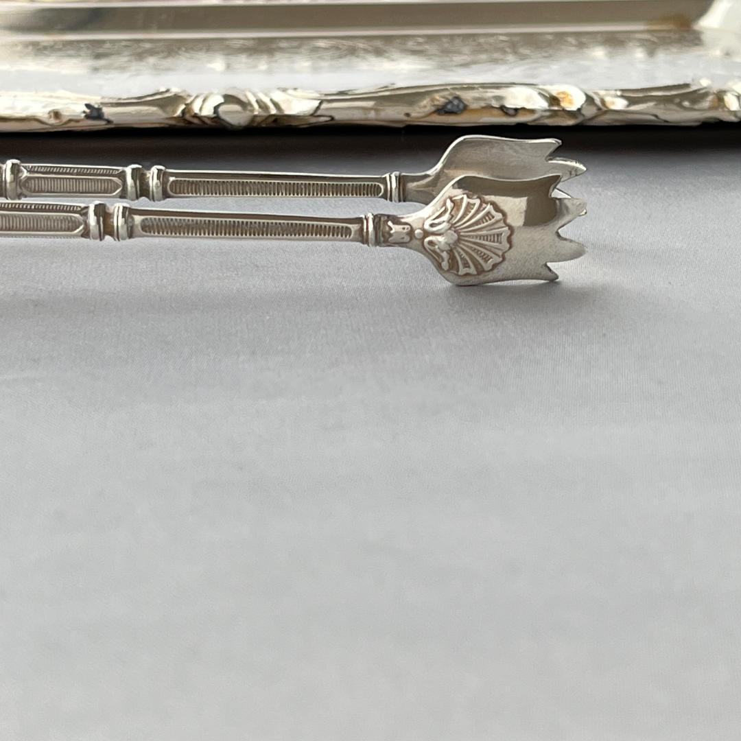 【SFAM】 ロシア様式のシュガートング 【シルバープレート】仏蘭西 13cm