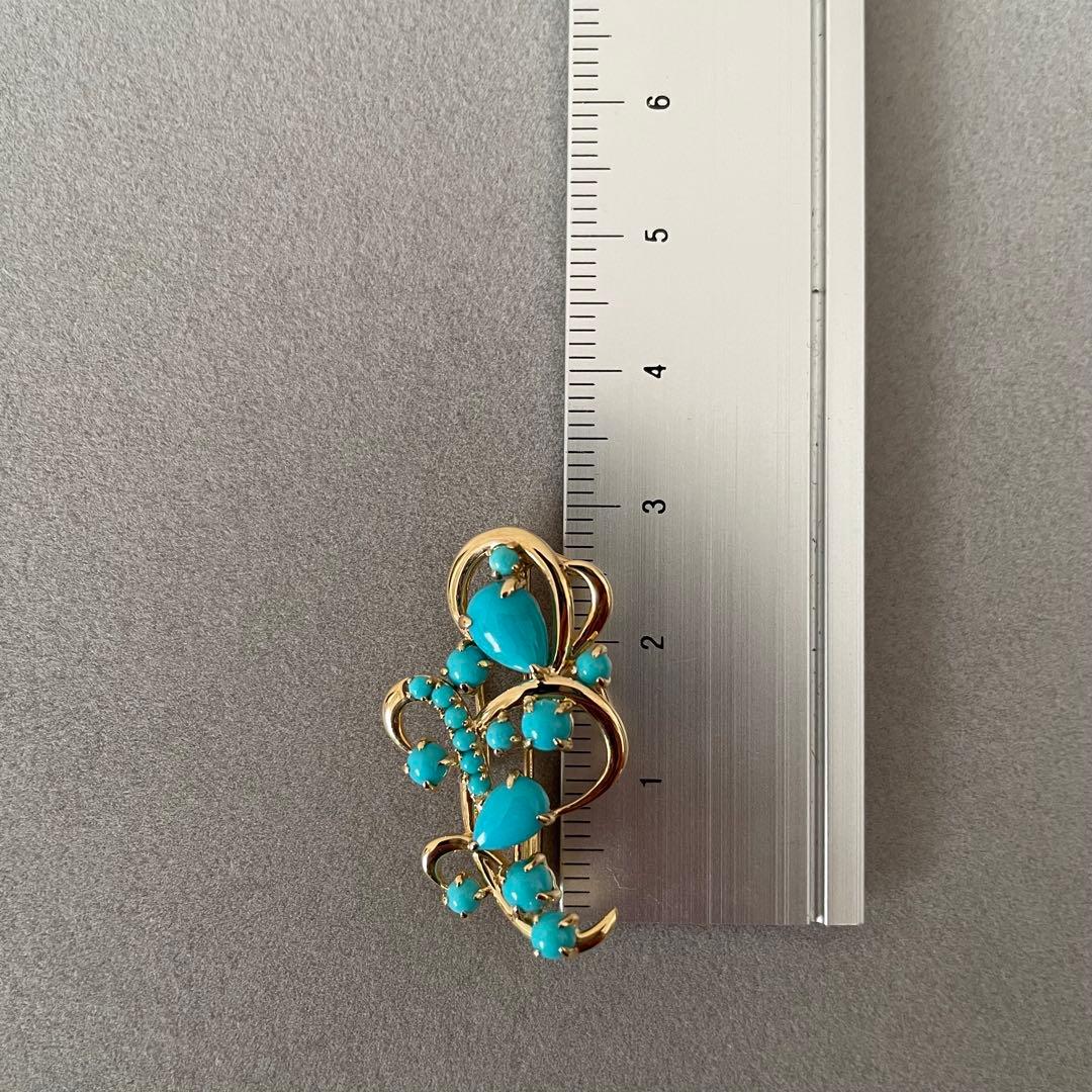 GSTV K18YGスリーピングビューティーターコイズ　ペンダントブローチ