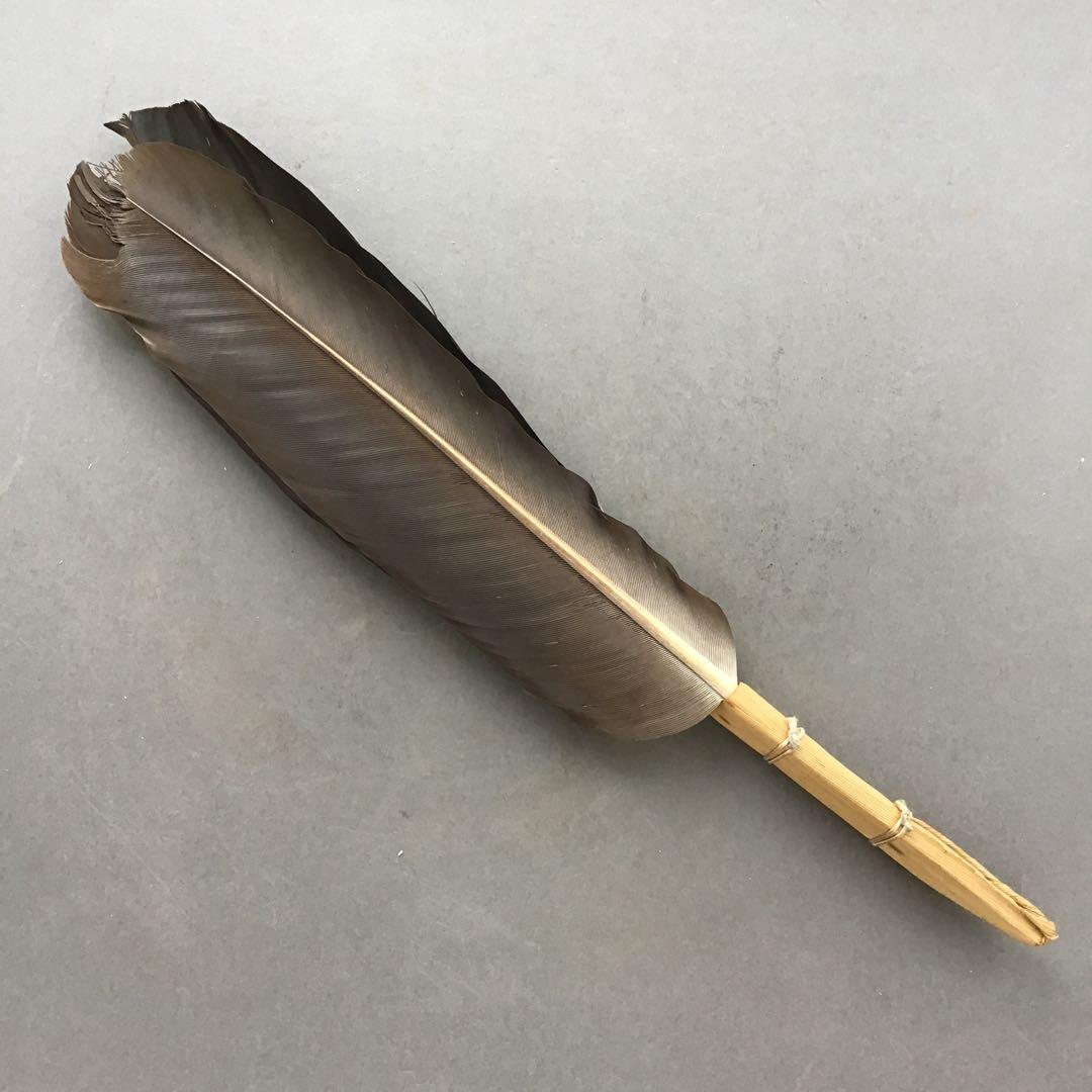 茶道具　御羽箒　三ツ羽根(野雁)羽箒　紙箱劣化有　S68HB