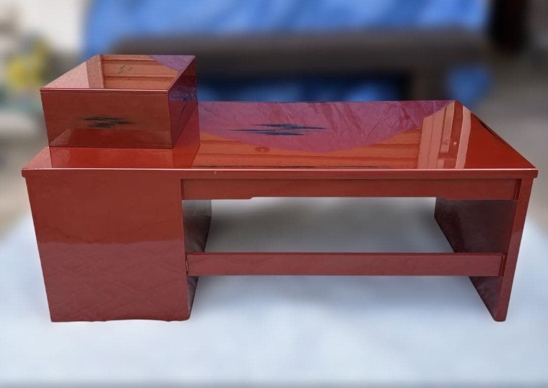 根来塗　島安汎工芸　木製文机　朱塗　昭和レトロ　古民具　学習机