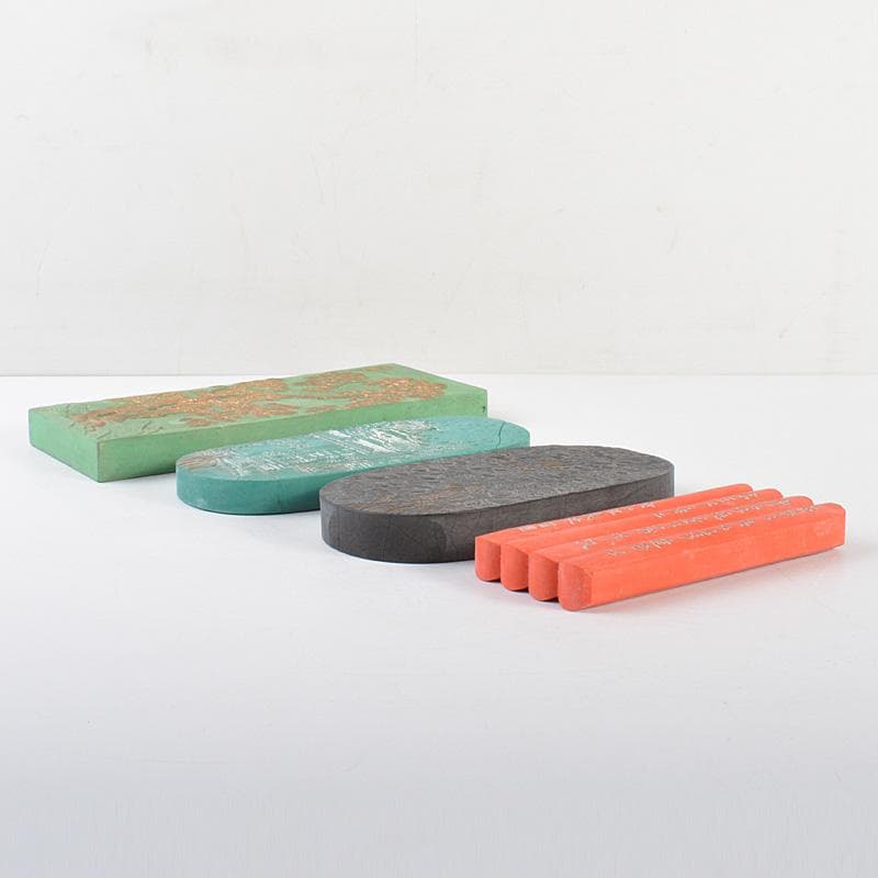 中国　書道具　楼閣山水文など　古墨　徽墨　4点まとめて　M　R7335