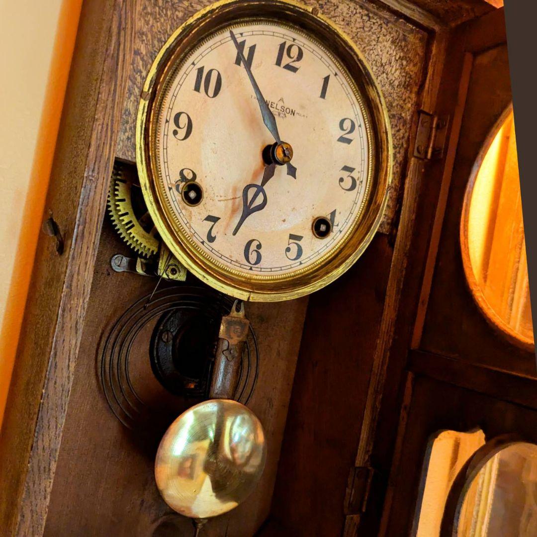 アンティーク掛時計　古時計　振り子時計　ゼンマイ掛時計　レトロ