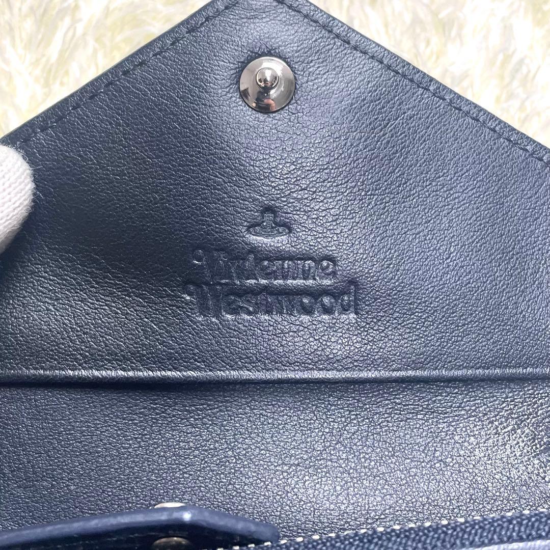 ヴィヴィアンウエストウッド 三つ折り財布 クロコ型押し ネイビー