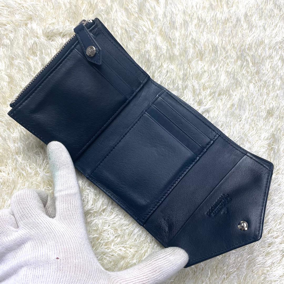 ヴィヴィアンウエストウッド 三つ折り財布 クロコ型押し ネイビー