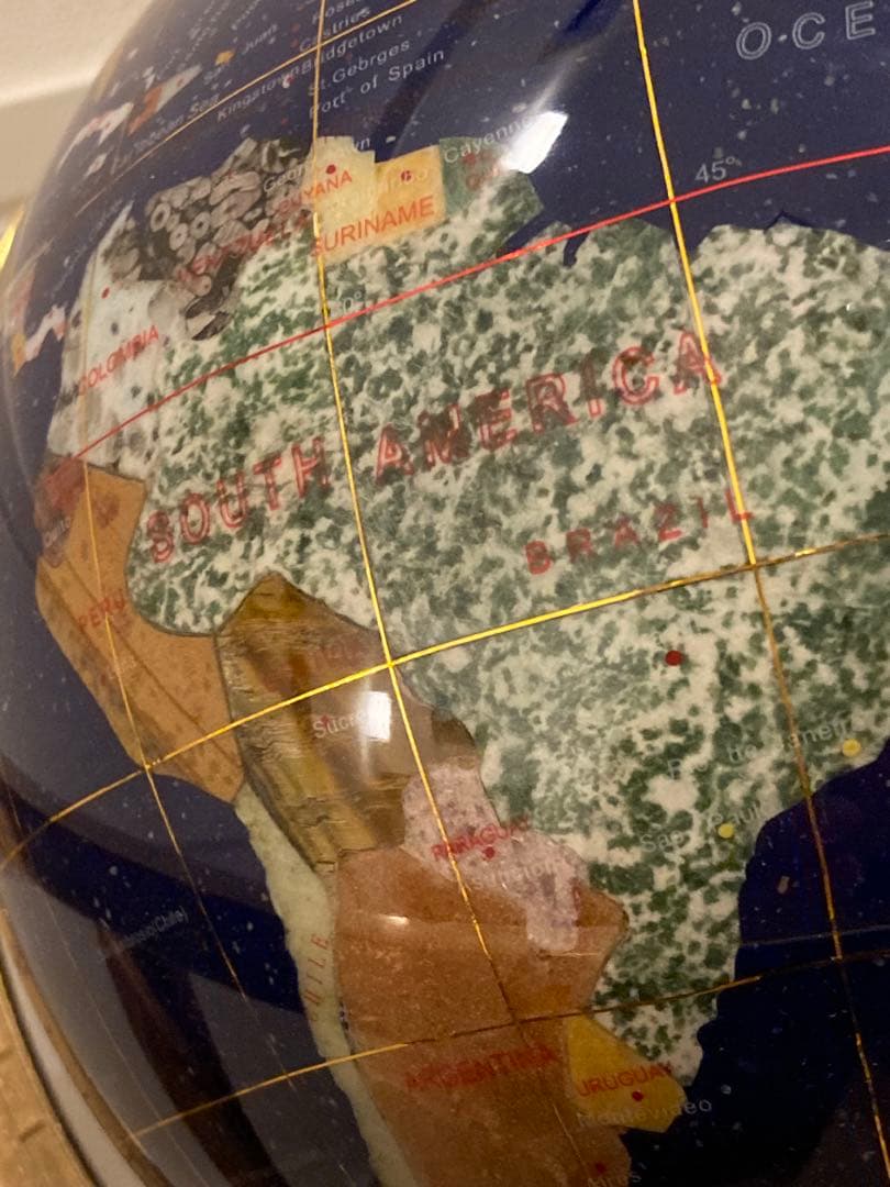 地球儀　方位磁石付き　天然石　インテリア