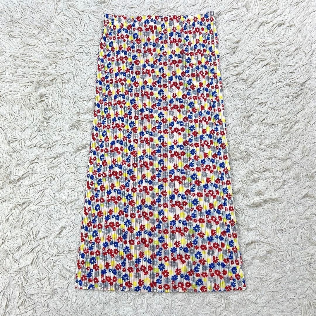 【美品】プリーツプリーズ スカート フラワープリント 小花柄 4 マルチカラー
