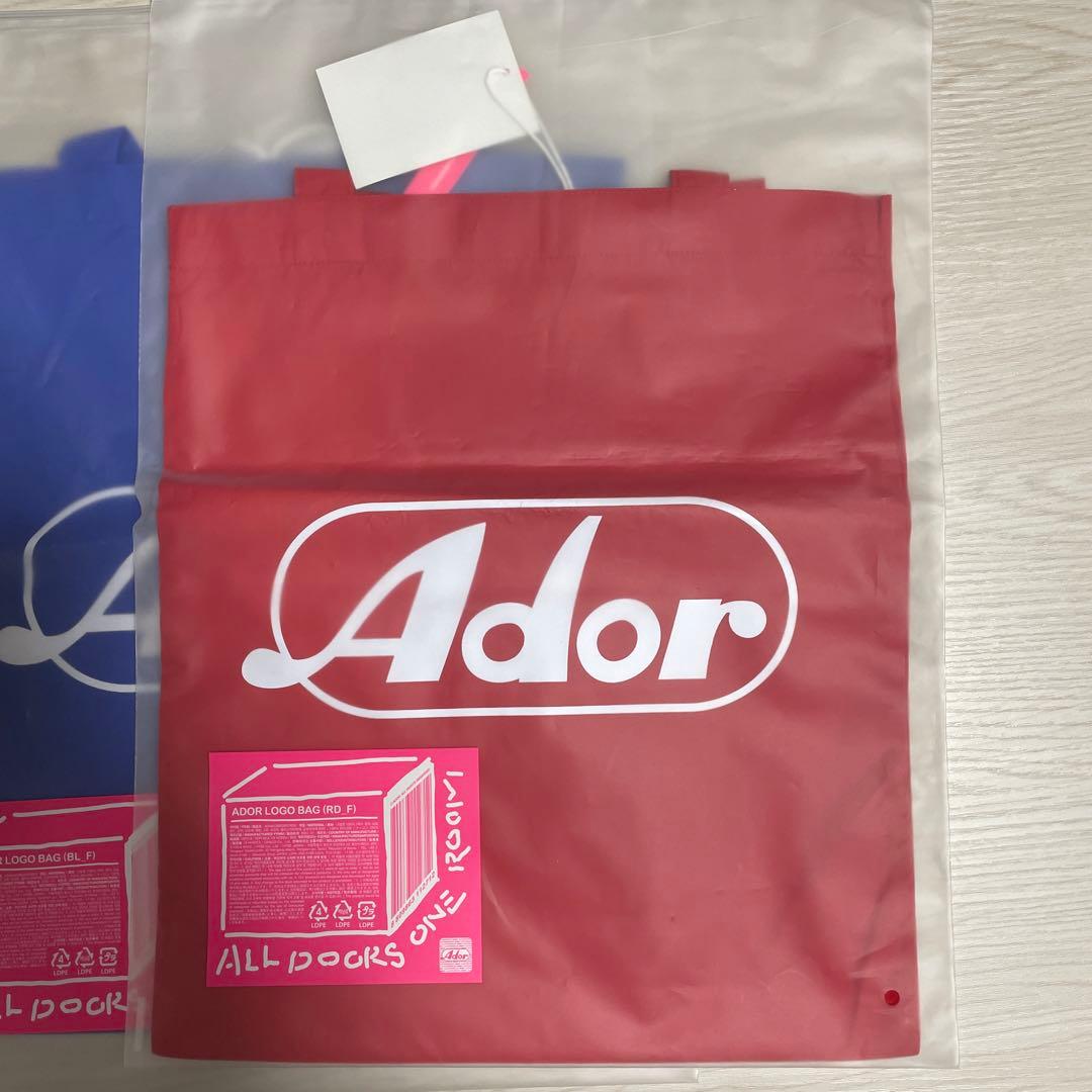 newjeansADOR公式正規品ロゴトートバッグブルーレッド2枚セット新品公式