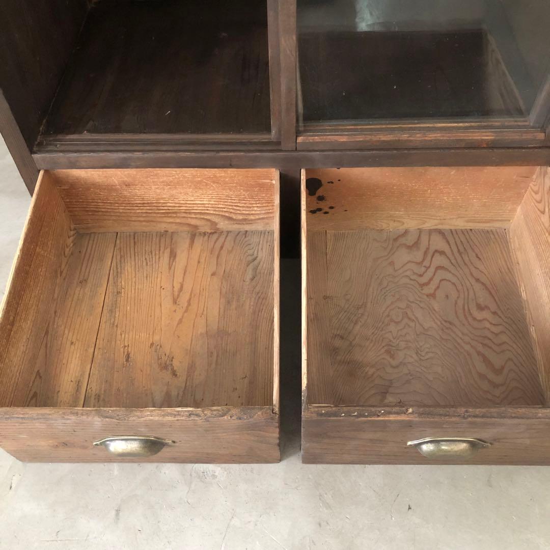 レトロ　アンティーク　古道具　古家具　古民家　ガラス棚　食器棚　箪笥　引き出し