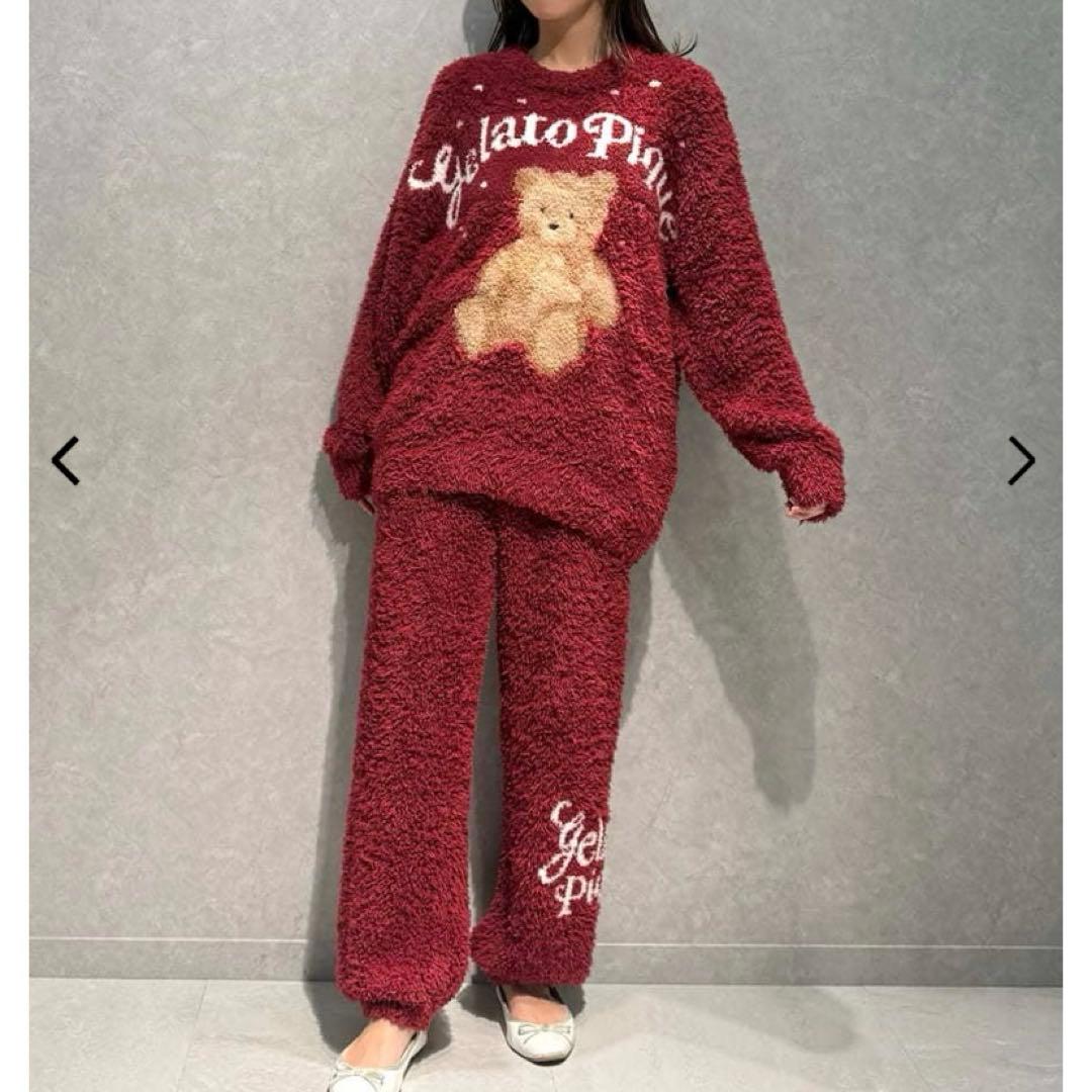 新品　HOLIDAY ベア　ジャガードプルオーバー　パンツ　赤　ジェラートピケ