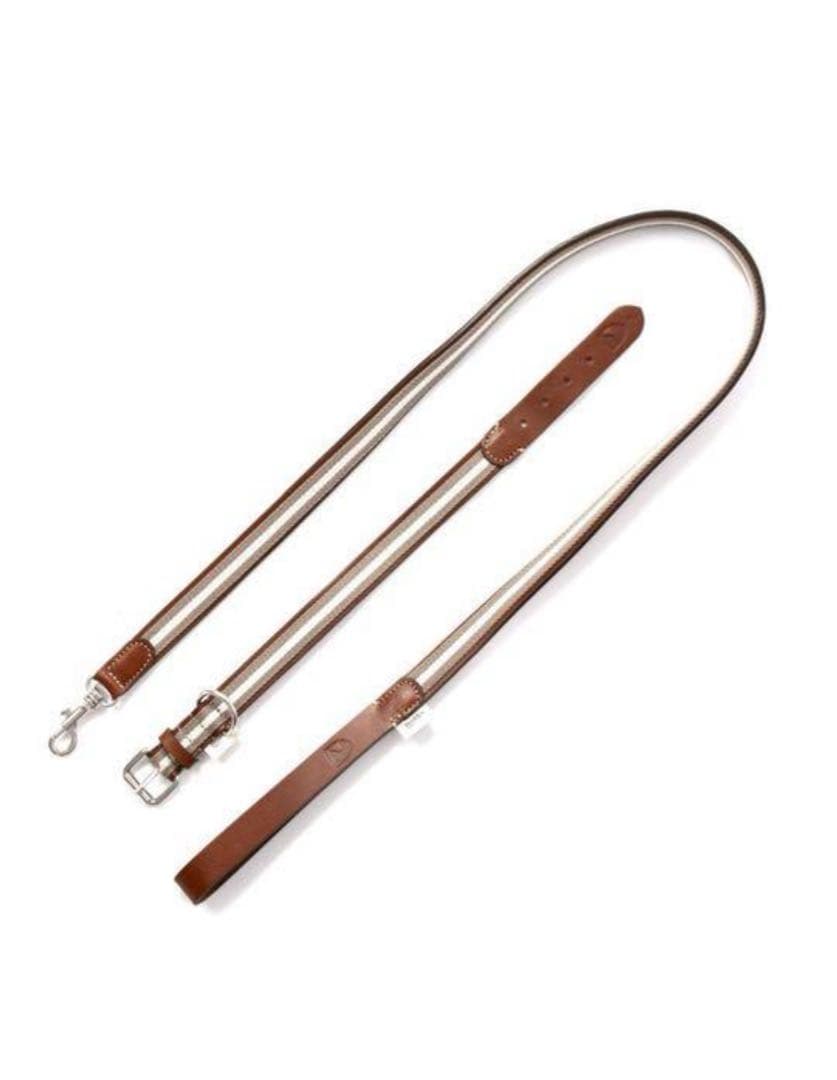 スペイン製 高級犬用リードと首輪セットBaseballGrey (小型・中型犬)