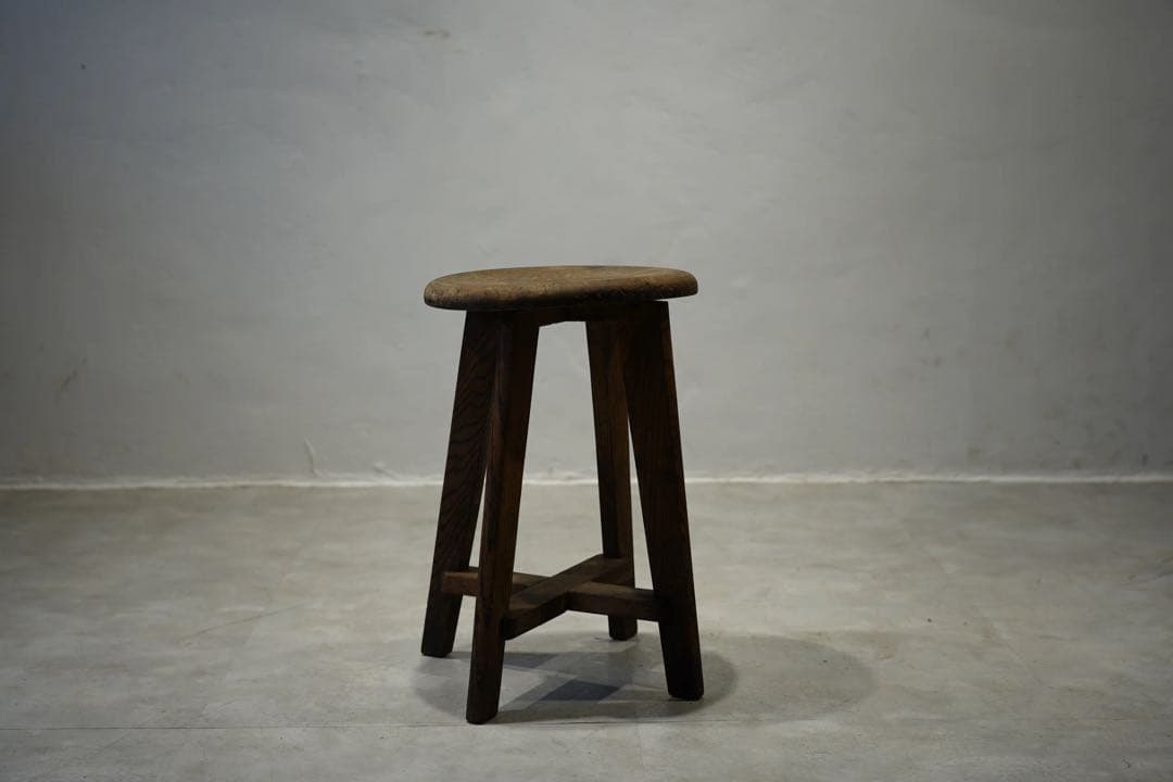 楢材　昭和初期　スツール　古木