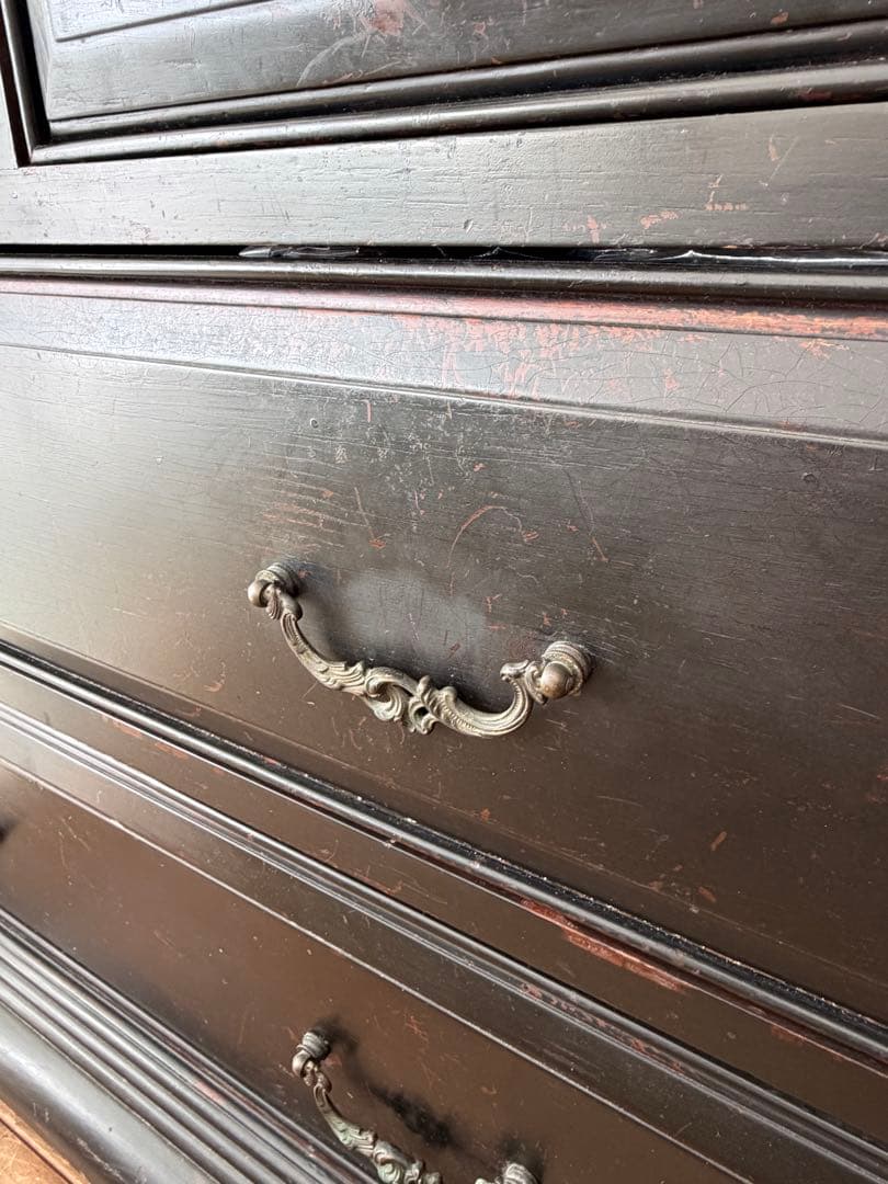 ヴィンテージ フランス ライティング ビューロー 黒茶 アンティーク フランス