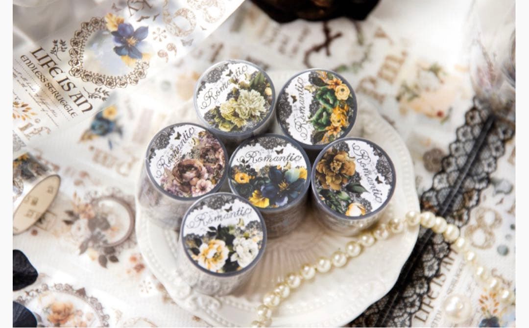 W1713.レースノクターン マスキングテープ PET 6種セット