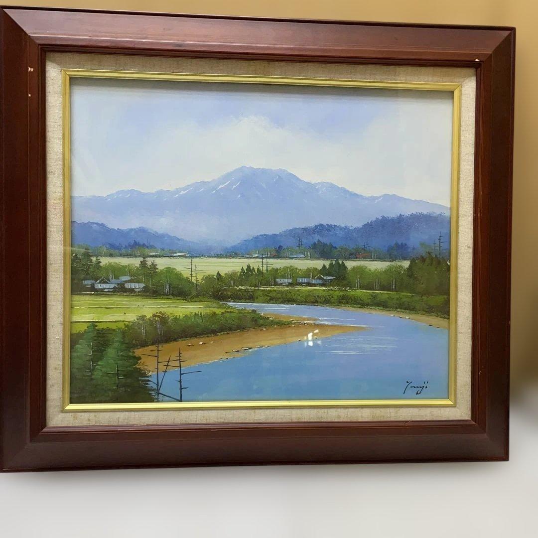 【浅間山麓の早春】木製額縁付き　【真作】絵画　辻京子　油彩８号　RE 7303