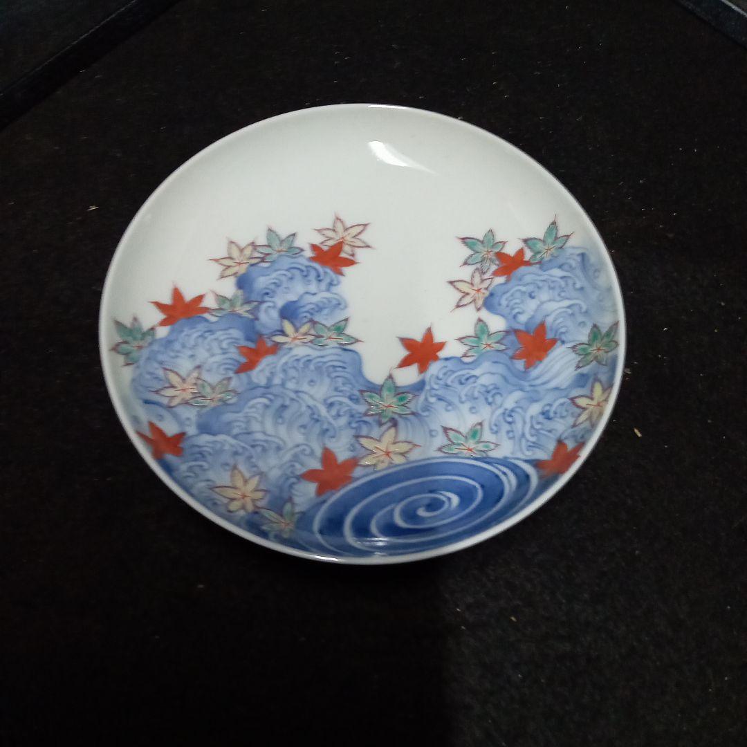 鍋島紅葉絵、皿、サイズ、15.5−15.5センチ、