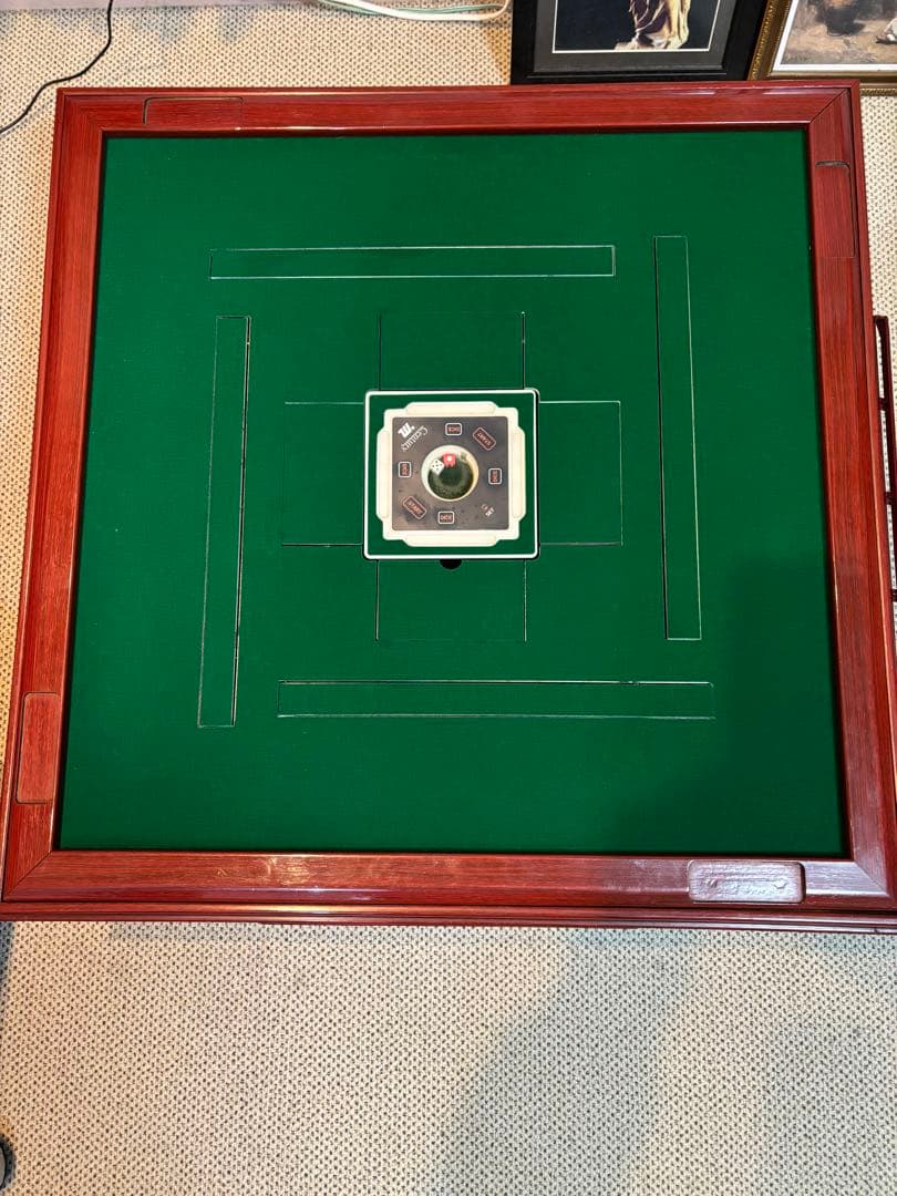 中古品麻雀卓 引き出し付き 緑色セット