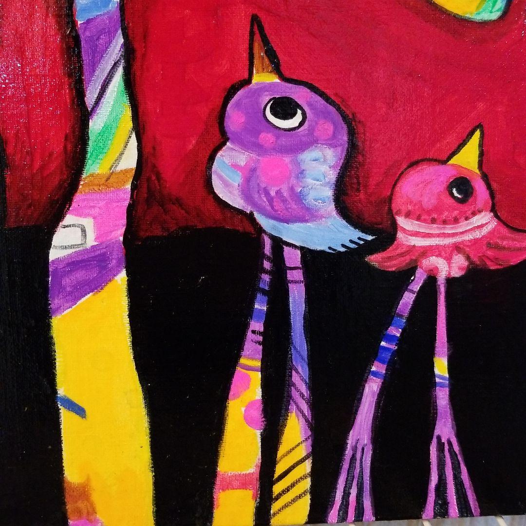 油絵　ゆうみ　ベストフレンド*ヘラジカと鳥