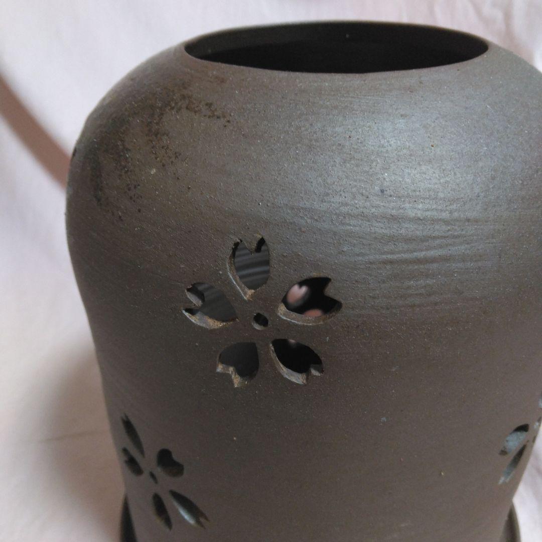 備前焼　作家物　桜の灯り