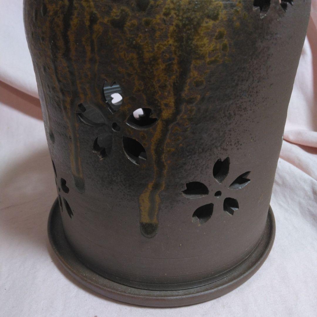 備前焼　作家物　桜の灯り