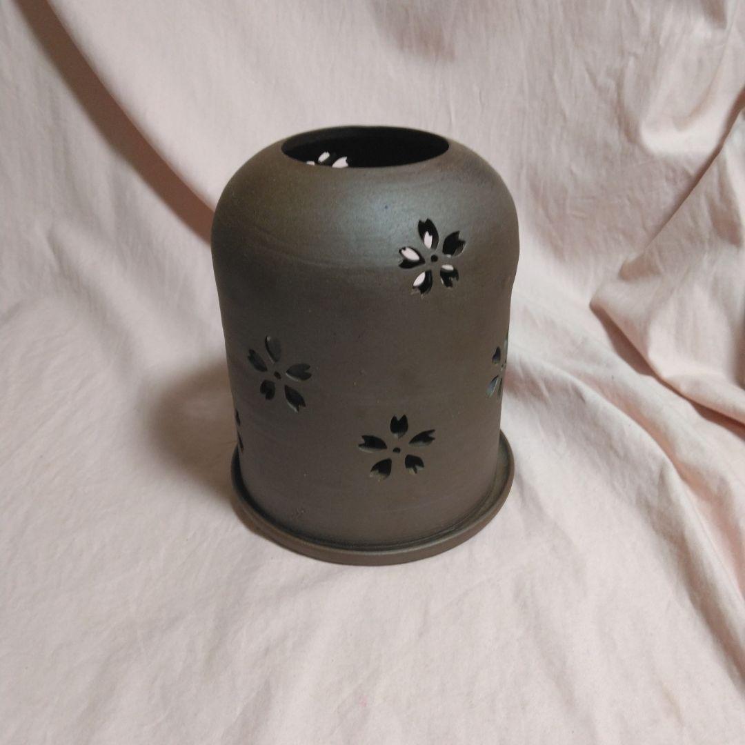 備前焼　作家物　桜の灯り