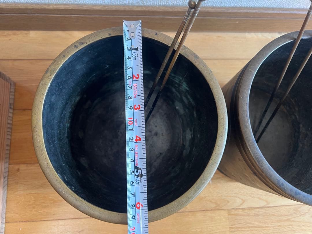 真鍮　火鉢　アンティーク雑貨　古道具　大正昭和レトロ　箱あり