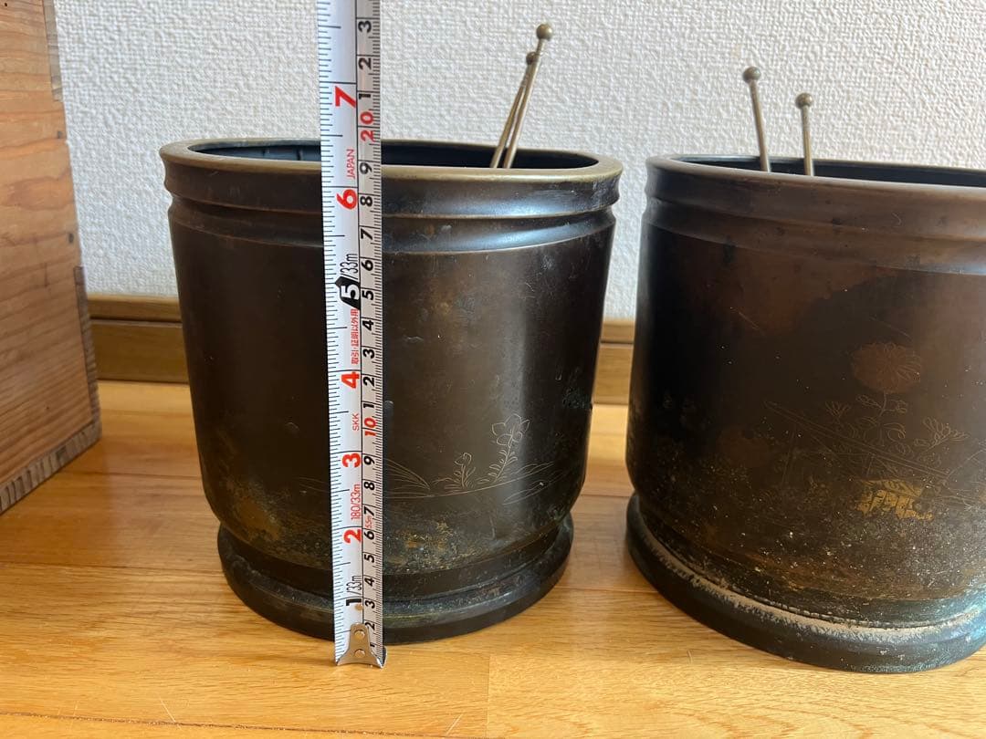 真鍮　火鉢　アンティーク雑貨　古道具　大正昭和レトロ　箱あり