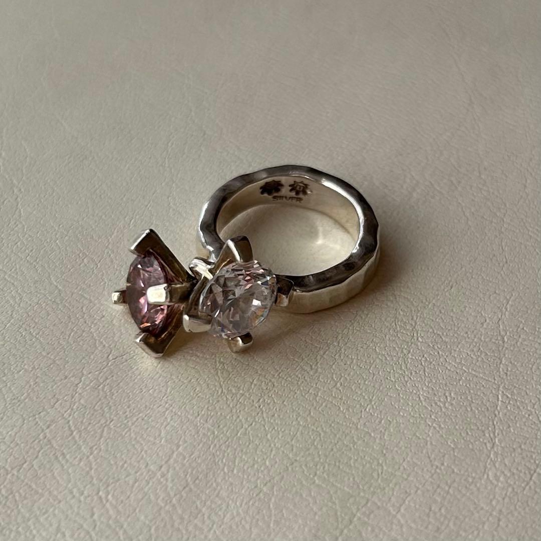 e.m. ジルコニア２粒リング e.m.LAB限定カラー 石替え 13号