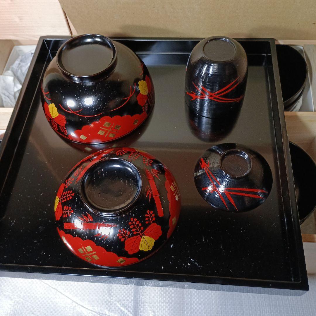 茶道具　秀衡塗茶懐石道具一式　 未使用良品　共の二重箱