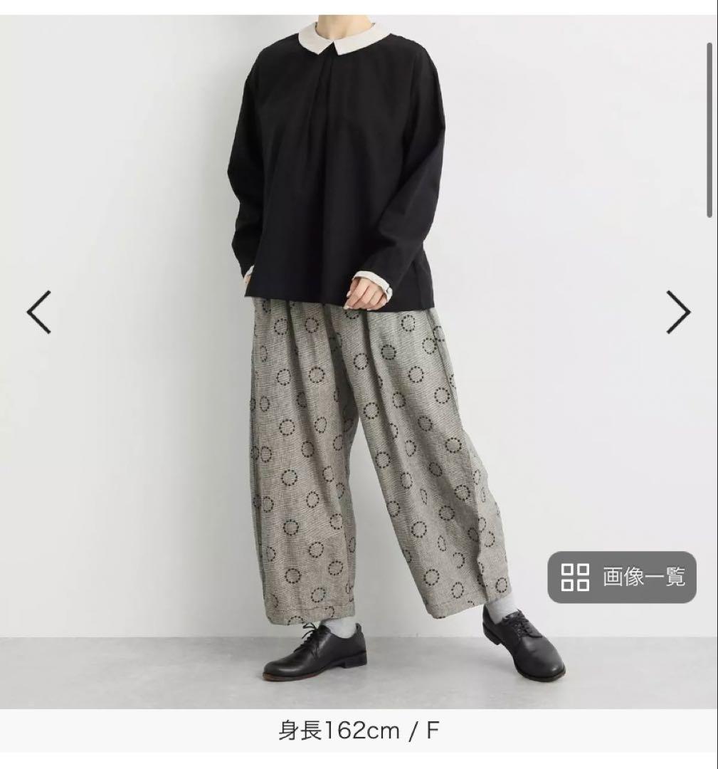 【blue willow】コットンリネンサークル刺繍コクーンパンツ