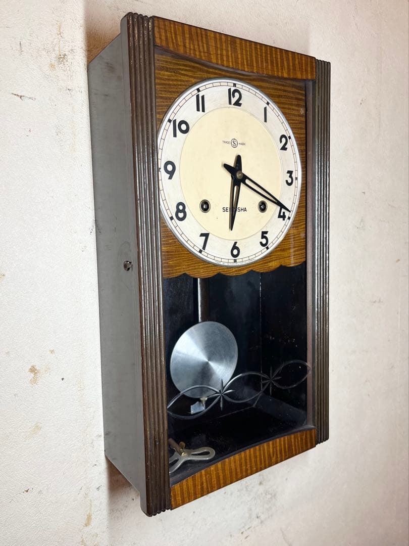 精工舎　柱時計　古時計　振り子　レトロ　ビンテージ　アンティーク　ゼンマイ