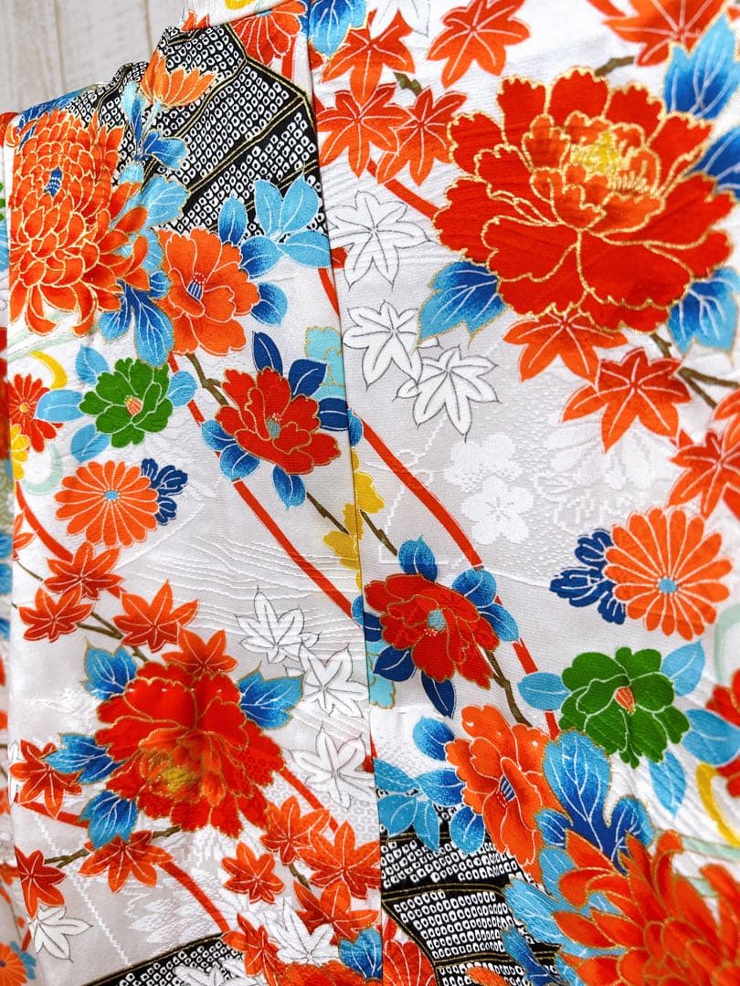 正絹レトロ着物♡七五三　7歳　女の子　フルセット　一式　白系