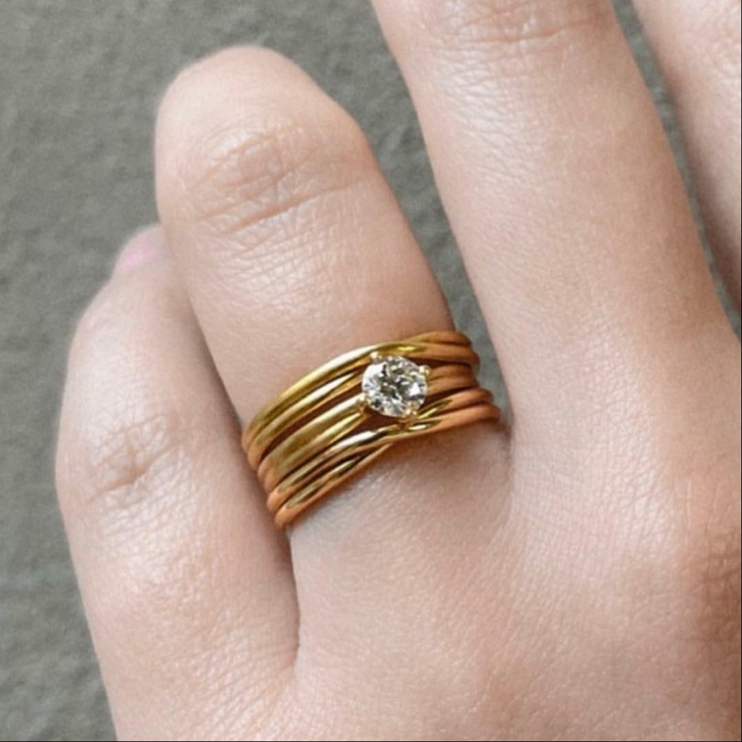 AMU様SHIHARA ダブルリング 0.9 K18イエローゴールド