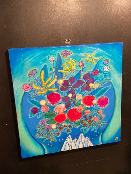 【アクリル画】商品名 「バラと水晶」 未使用品 限定品