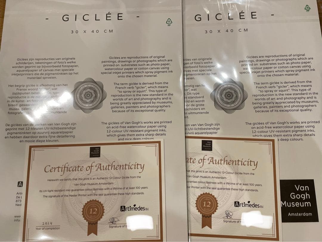 証明書付 ジクレー ゴッホピカチュウ イーブイ Sサイズ