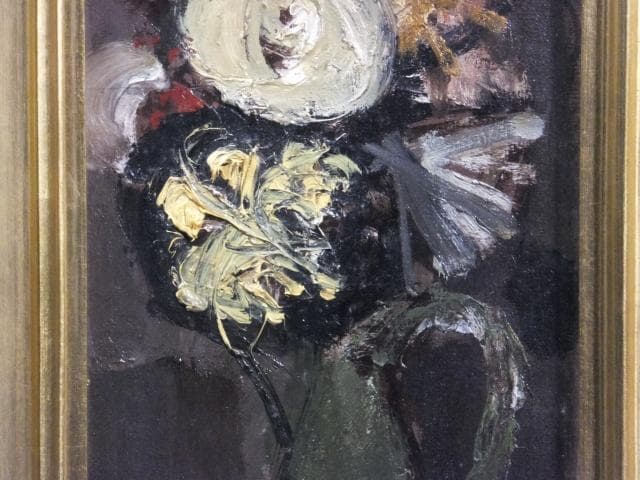 清原啓一　直筆サイン『花』板に油彩 1958年 8号 1601880603H