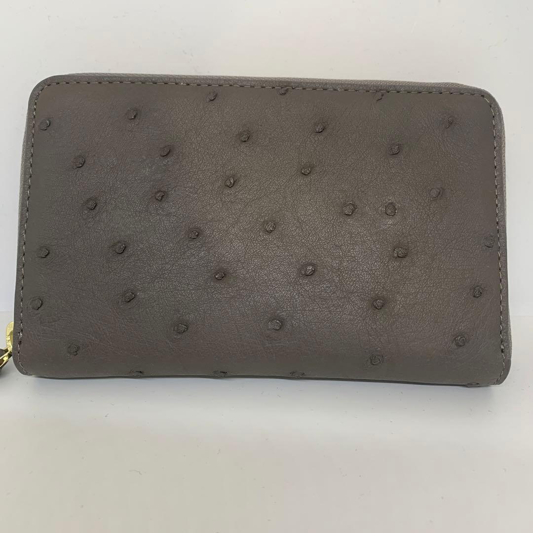 auauoi さん専用新品　オーストリッチ　ちょっと大きな二つ折り財布 グレー