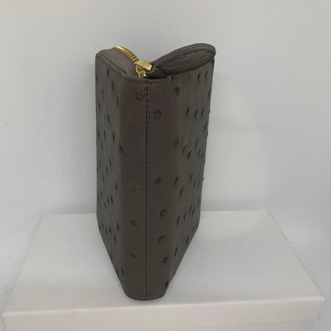 auauoi さん専用新品　オーストリッチ　ちょっと大きな二つ折り財布 グレー