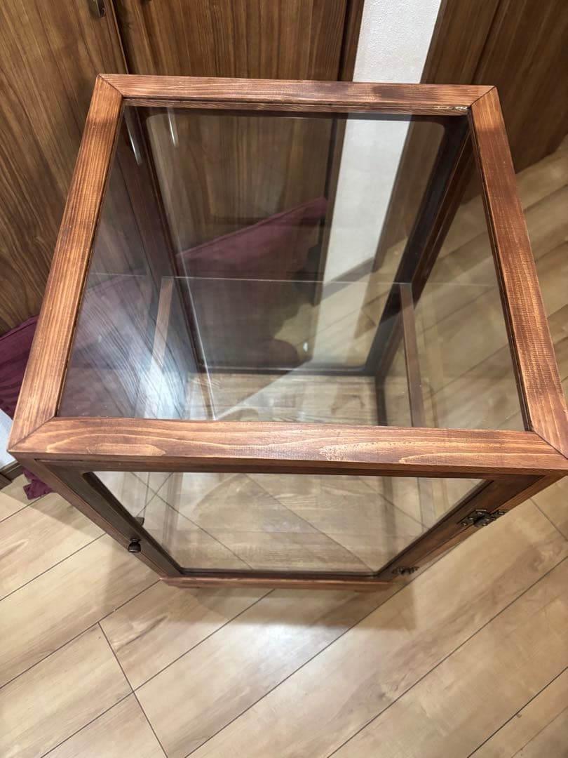 リメイク品　アンティークガラスケース　2段飾り棚