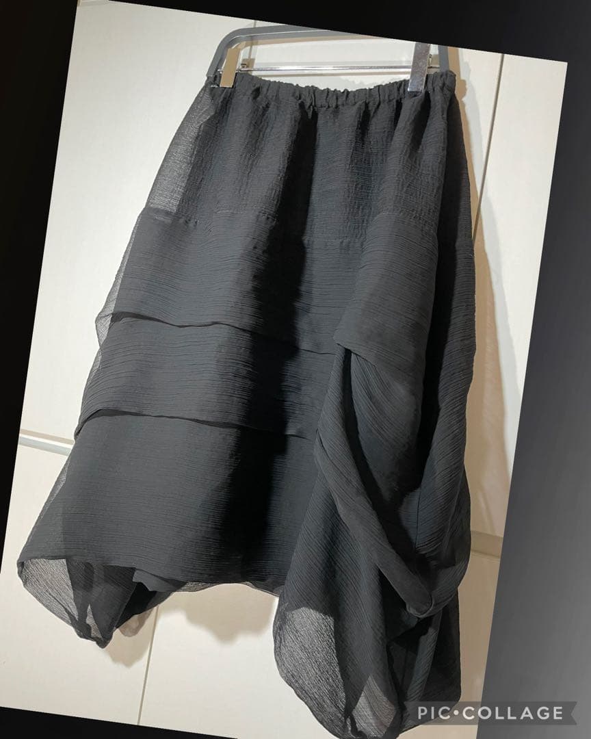 イッセイミヤケ 黒 ドレープスカート me by issay miyake
