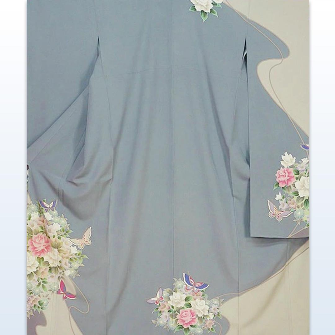 【正絹・仕立て上がり】 振袖 グレー モダン 成人式 前撮り C86