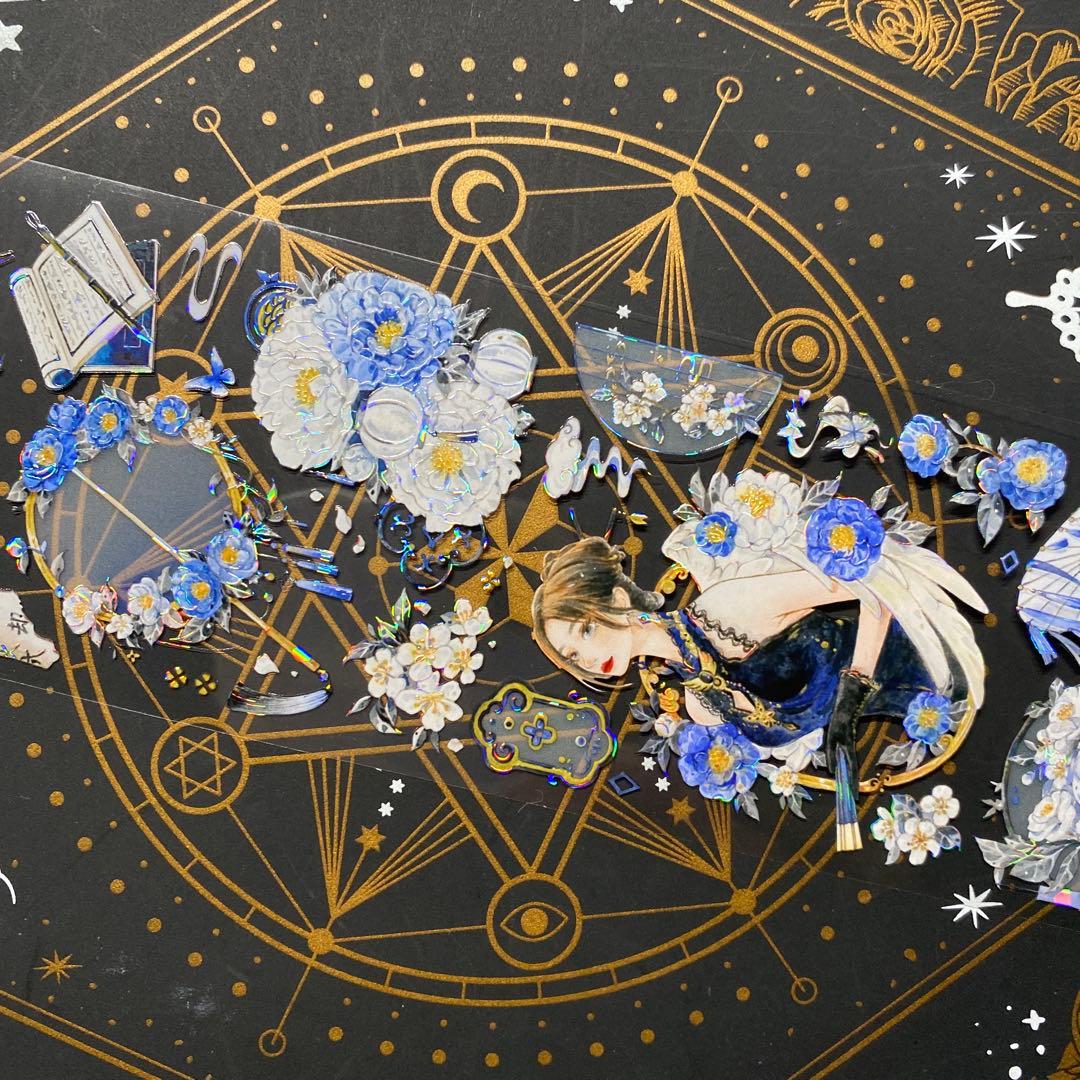 【9173】海外　中古巻　貝殻光マスキングテープ人物　装飾系　古風　半透明