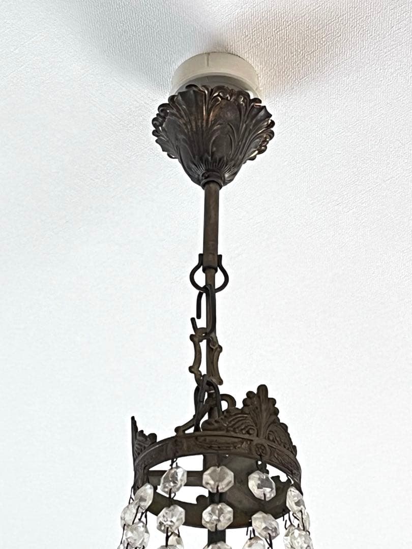 【美品】フランスアンティーク エンパイア型 装飾 1灯シャンデリア[3528]
