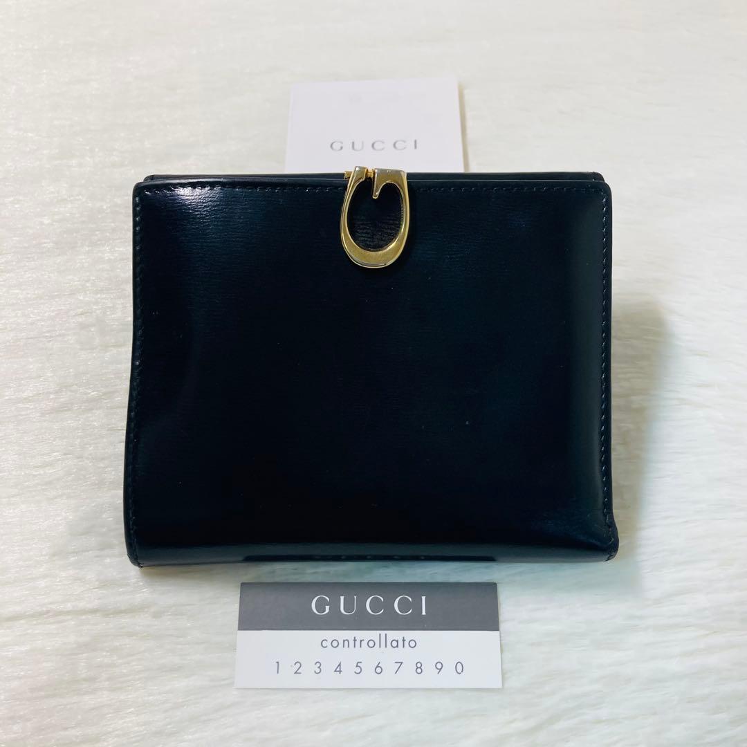 お買い得品　GUCCI グッチ　二つ折り　折り財布　折りたたみ　黒　赤　バイカラ