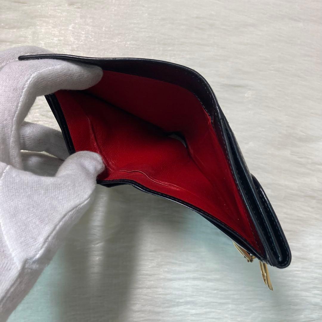 お買い得品　GUCCI グッチ　二つ折り　折り財布　折りたたみ　黒　赤　バイカラ