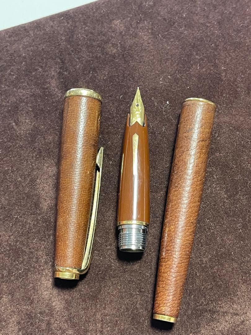 PLATINUM プラチナ 万年筆 18K ペン先 ブラウン レザー調