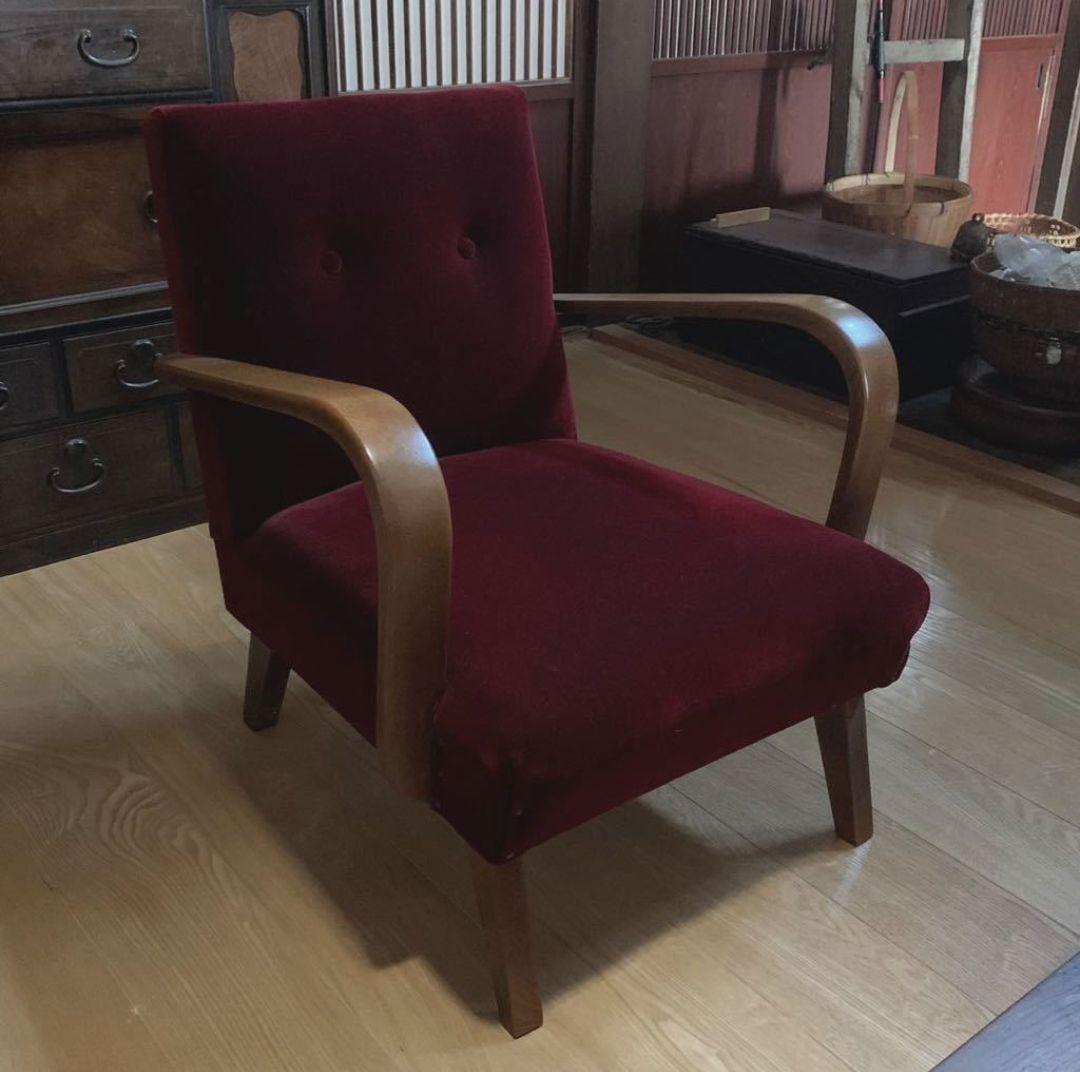 大正浪漫漂う1人がけアームチェア イージーチェア ソファ 楢 昭和レトロ 美品
