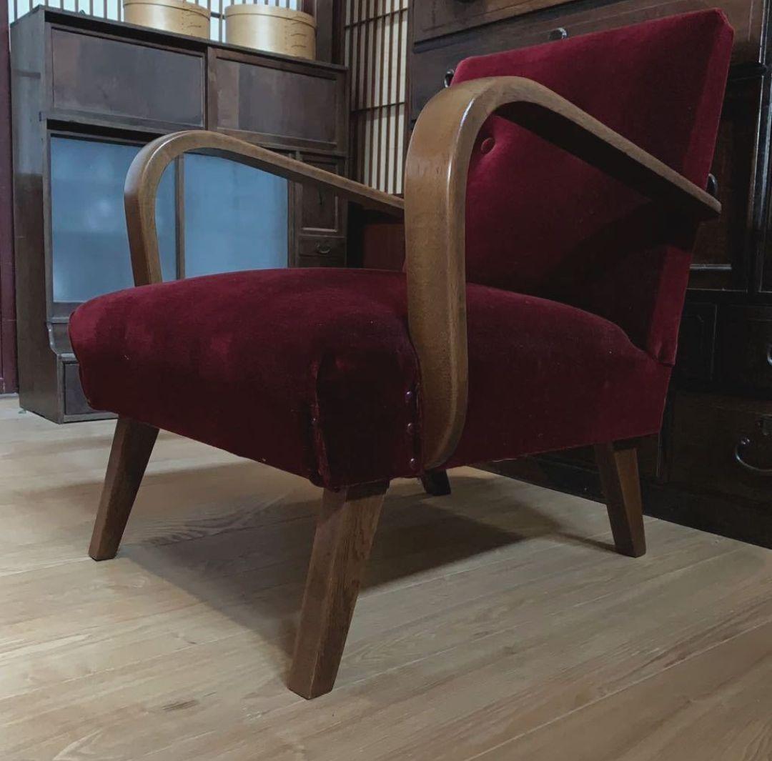 大正浪漫漂う1人がけアームチェア イージーチェア ソファ 楢 昭和レトロ 美品