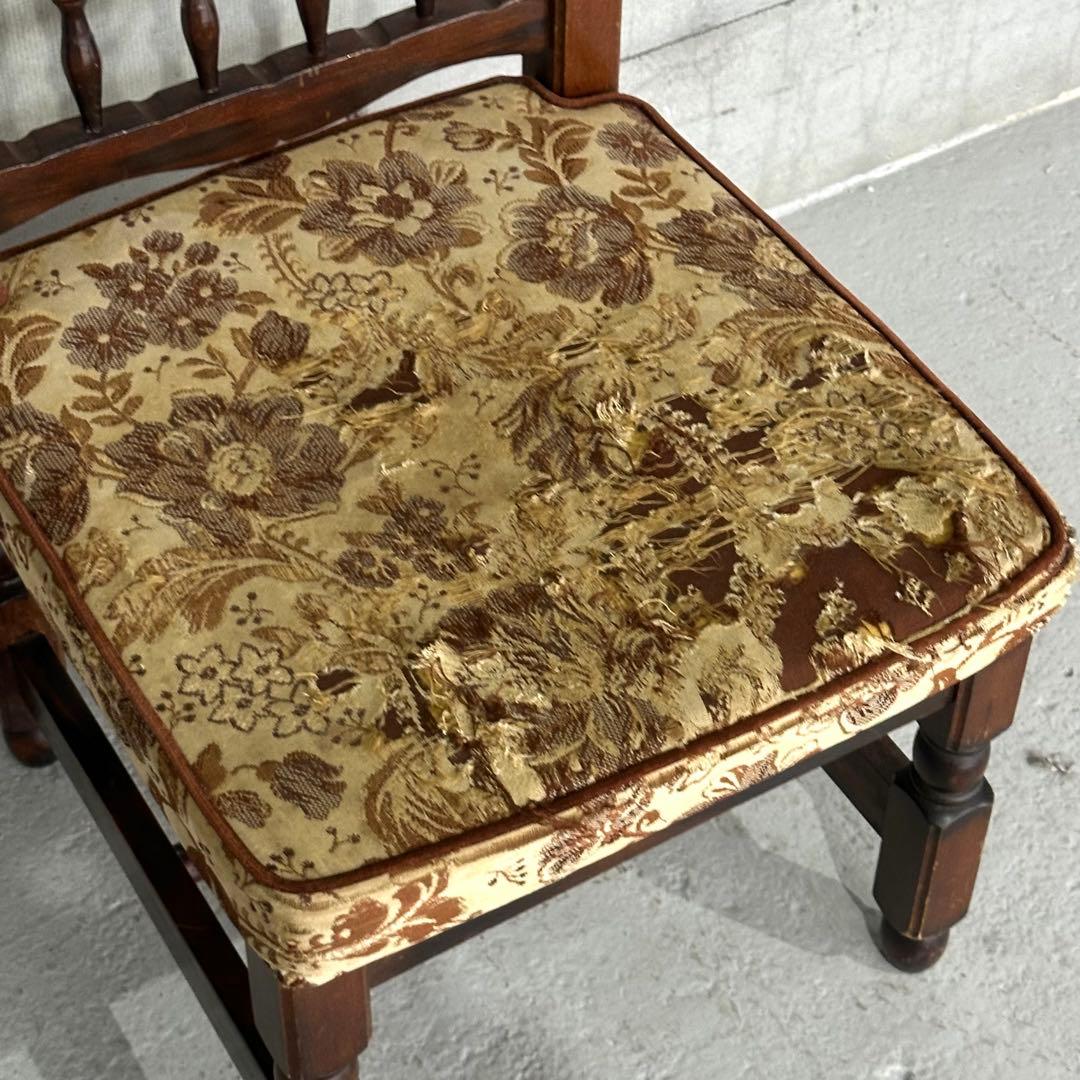 ✦80s✦昭和レトロ ゴブラン織 ヴィンテージ スピンドルチェア 木製 古家具